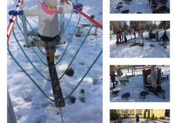 Powiększ obraz: Ćwiczenia sprowności i równowagi na zimowym placu